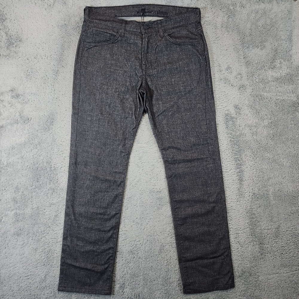 7 For All Mankind Slimmy Jeans Mens 34x30 Dark Wash Slim Fit Soft Textured Denim